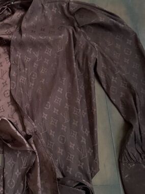 BRAND NEW! Never worn! 
Designer-Inspired Brown Satin  Shirt
